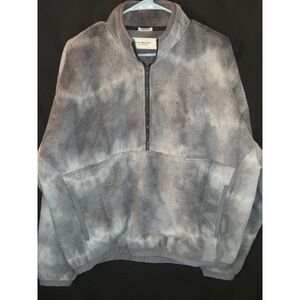 Abercrombie Fitch Mens Gray Tie Dye‎ Oversized Fleece Half Zip Pullover L